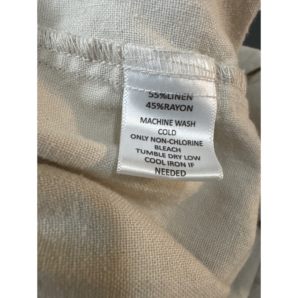 Calligraphie Linen Blend Wide Leg Pants Womens L Beige Excellent Paperbag Slit - Picture 3 of 10
